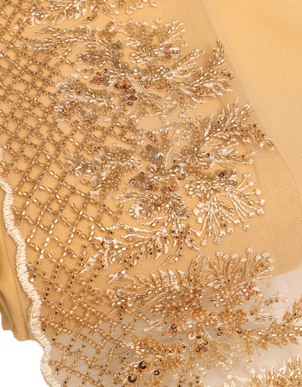 Beaded Border Lace - (Nude)